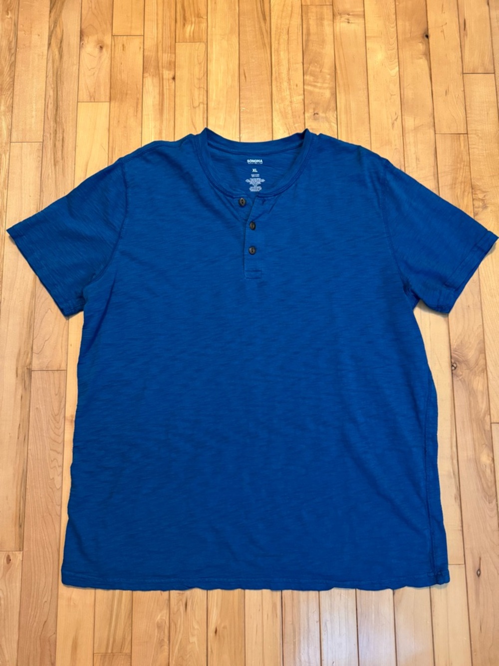 Sonoma Men's Blue Henley Short-Sleeve Shirt XL